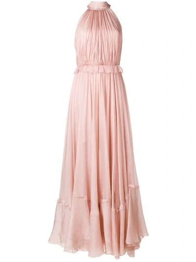 Shop Maria Lucia Hohan Bow Neck Long Dress In Pink