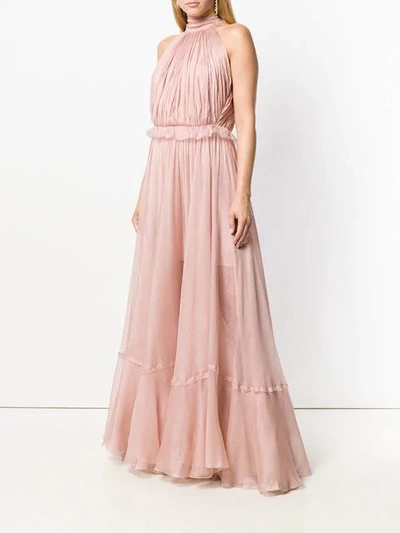 Shop Maria Lucia Hohan Bow Neck Long Dress In Pink