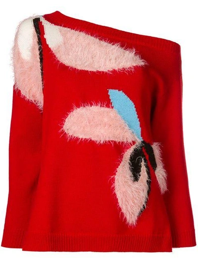 Shop Delpozo Off The Shoulder Sweater In Red