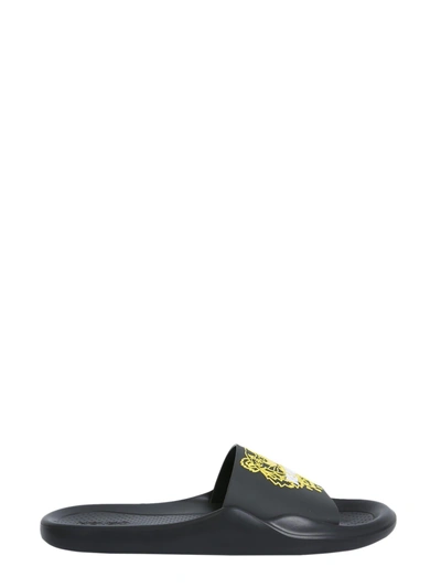 Shop Kenzo Rubber Slide Sandals In Nero