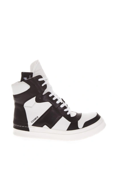 Shop Cinzia Araia High-top Sneakers In Black And White Leather In White/black
