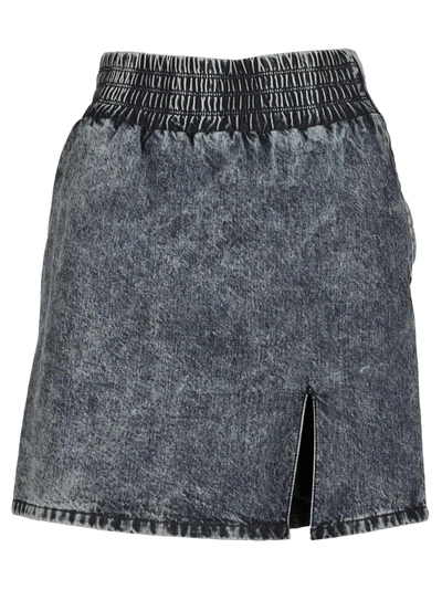 Shop Miu Miu Mini Skirt Denim In Blue Wash