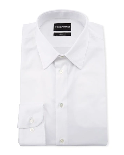 Shop Emporio Armani Men's Modern-fit Cotton-stretch Dress Shirt, White