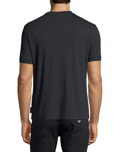 Shop Emporio Armani Basic Short-sleeve Solid Crewneck T-shirt In Navy