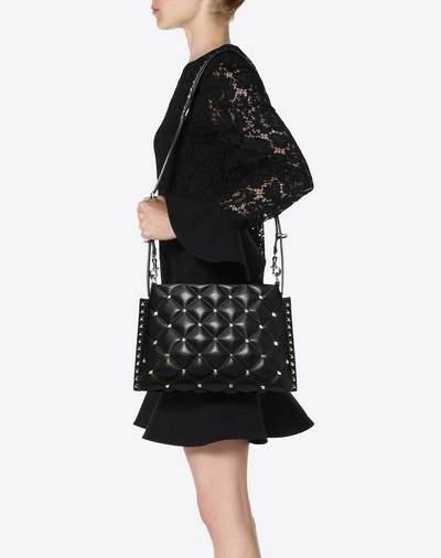 Shop Valentino Candystud Crossbody Messenger Bag In Black