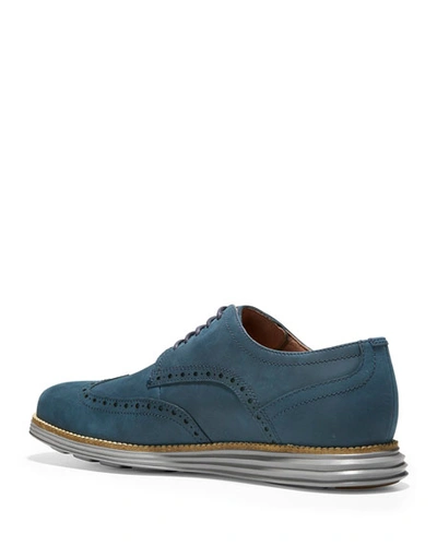 Shop Cole Haan Men's Original Grand Nubuck Wing-tip Oxford In Blue