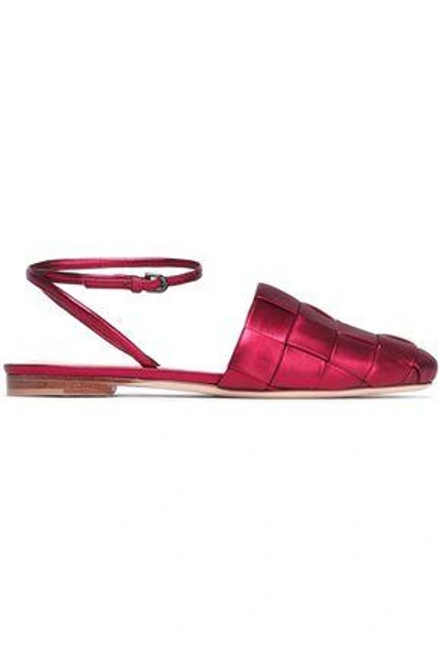 Shop Marco De Vincenzo Metallic Leather Slippers In Crimson