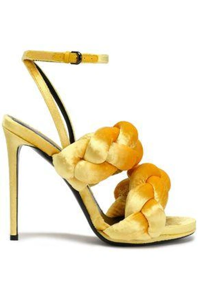 Shop Marco De Vincenzo Woman Braided Velvet Sandals Yellow