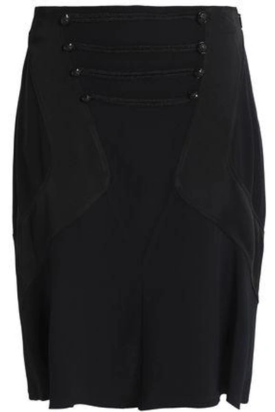 Shop Roberto Cavalli Woman Satin-crepe Flared Skirt Black