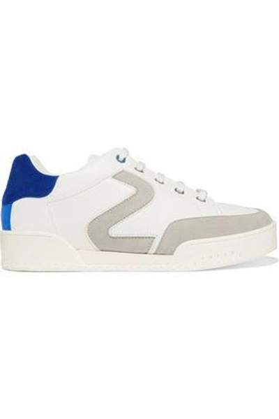 Shop Stella Mccartney Woman Faux Suede-trimmed Faux Leather Sneakers White