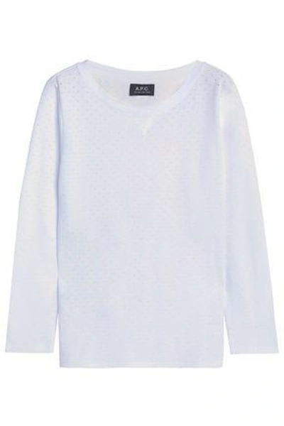 Shop Apc Woman Perforated Cotton Top White