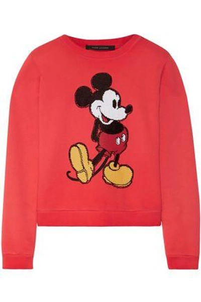 Shop Marc Jacobs Sequin-embellished Cotton-jersey Sweatshirt In Red