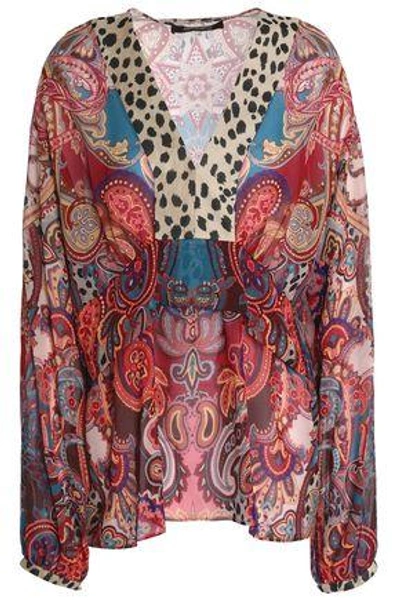 Shop Roberto Cavalli Woman Printed Silk-georgette Blouse Multicolor