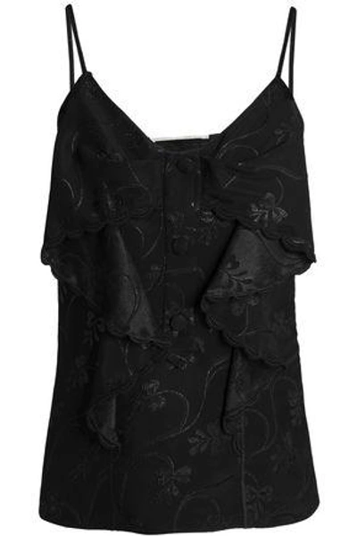 Shop Marco De Vincenzo Ruffled Iridescent Jacquard Top In Black