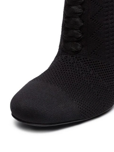 Shop Fendi Logo Lace-up 105 Sock Boots - Black