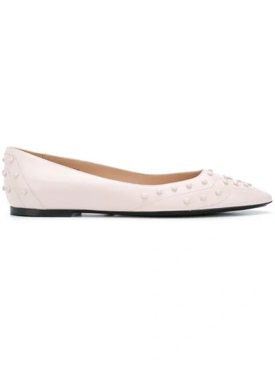 Shop Tod's Gommini Studded Ballerinas In Pink