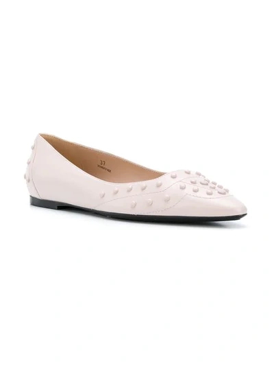 Shop Tod's Gommini Studded Ballerinas In Pink