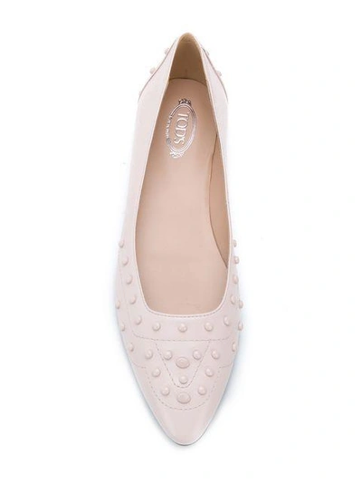 Shop Tod's Gommini Studded Ballerinas In Pink