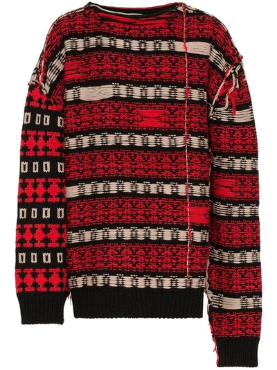 Shop Calvin Klein 205w39nyc Stripe Knitted Wool Blend Jumper - Black