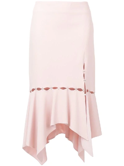 Shop Jonathan Simkhai Front Slit Skirt In Pink & Purple