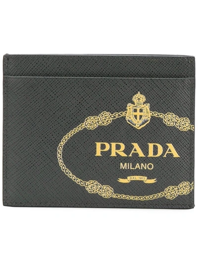 Shop Prada Logo Printed Cardholder - Grey