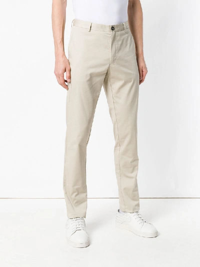 Shop Burberry Slim Fit Chino Trousers - Nude & Neutrals