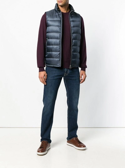 Shop Herno Zipped Padded Vest - Blue