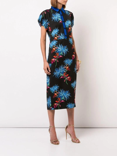 Shop Diane Von Furstenberg Dvf  Kleid Mit Floralem Print - Schwarz In Black