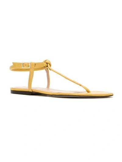 Shop Egrey Leather Flat Sandals In Yellow
