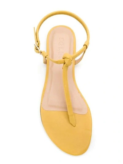 Shop Egrey Leather Flat Sandals In Yellow