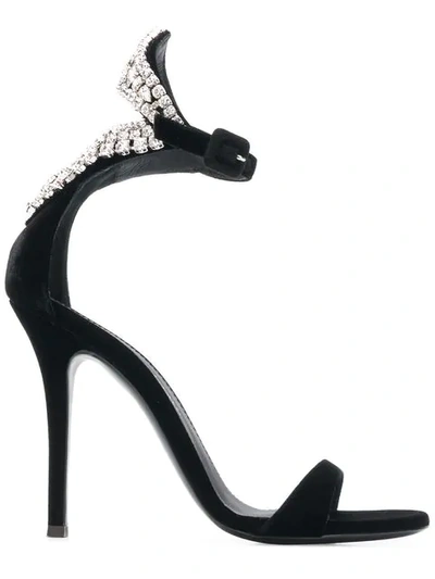 Shop Giuseppe Zanotti Crystal Embellished Sandals In Black