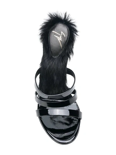 Shop Giuseppe Zanotti Fur Trim Sandals In Black