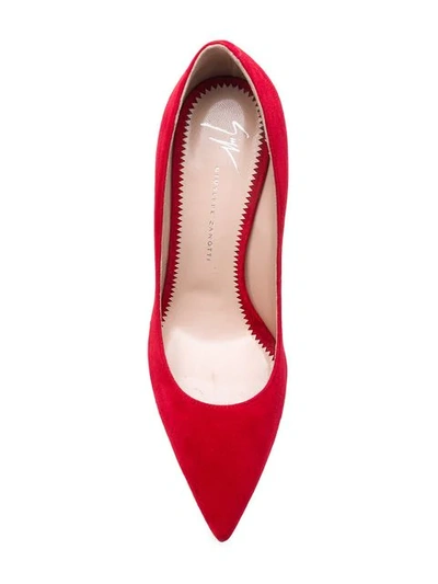 Shop Giuseppe Zanotti Design Logo Heel Pumps - Red