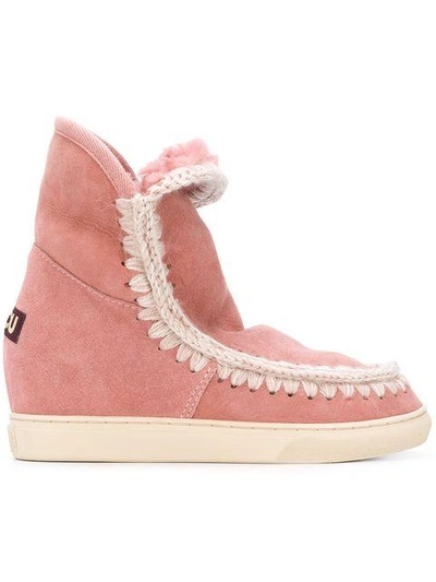 Shop Mou Eskimo Inner Wedge Boots - Pink