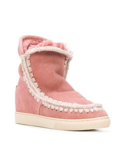 Shop Mou Eskimo Inner Wedge Boots - Pink