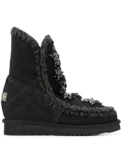 Shop Mou Eskimo Inner Wedge Boots - Black
