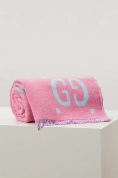 Shop Gucci Gg Ghost Reversible Wool Scarf