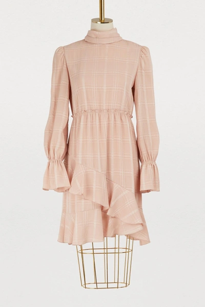 Shop See By Chloé Fluid Checks Dress In Smoky Pink