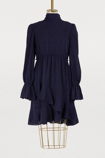 Shop See By Chloé Fluid Checks Dress In Evening Blue