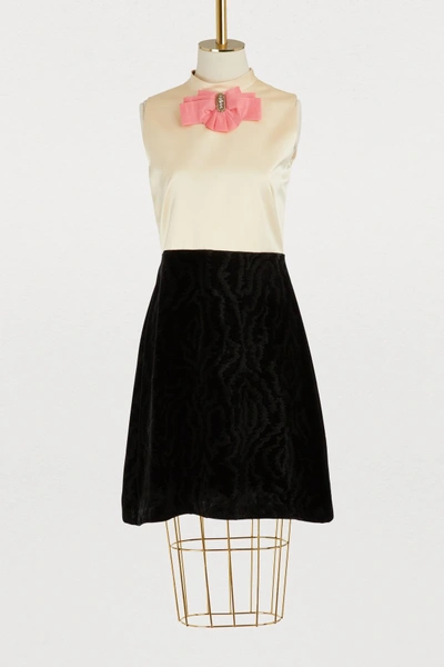 Shop Gucci Velvet Dress In Black/white