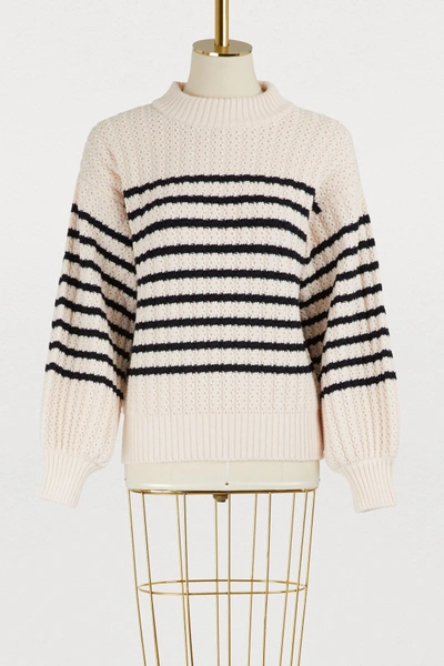 Shop Molli France Striped Sweater In Creme