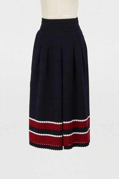 Shop Molli Pleated Skirt In Openwork Knit In Nuit