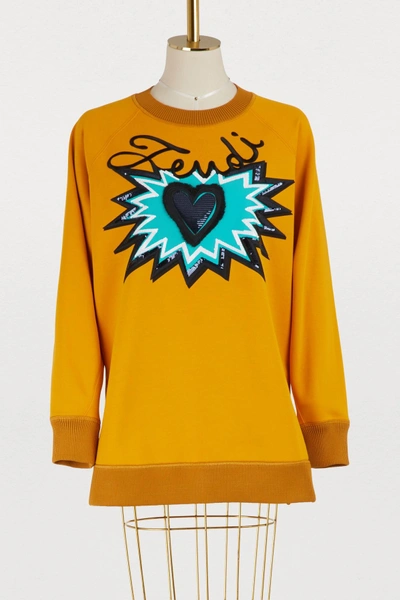 Shop Fendi Crewneck Sweater In Yellow