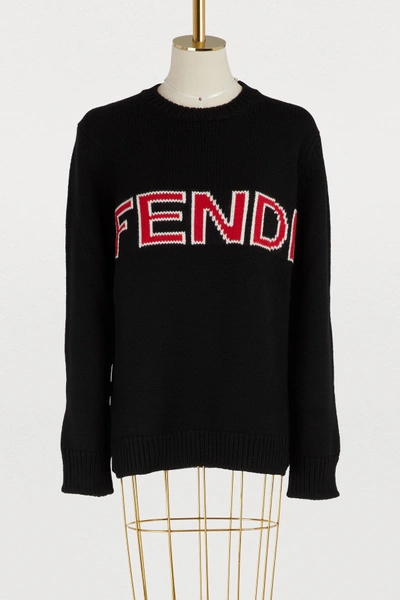 Shop Fendi Crewneck Sweater In Black