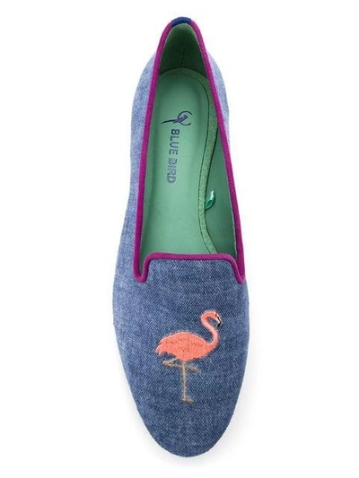 Shop Blue Bird Shoes Flamingo Embroidered Loafers