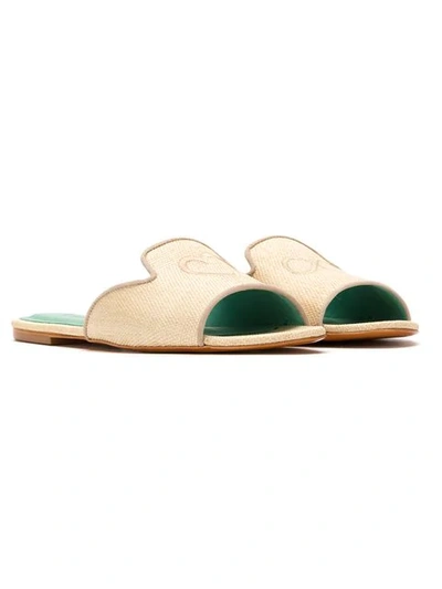 Shop Blue Bird Shoes Amor Infinito Straw Slides In Neutrals