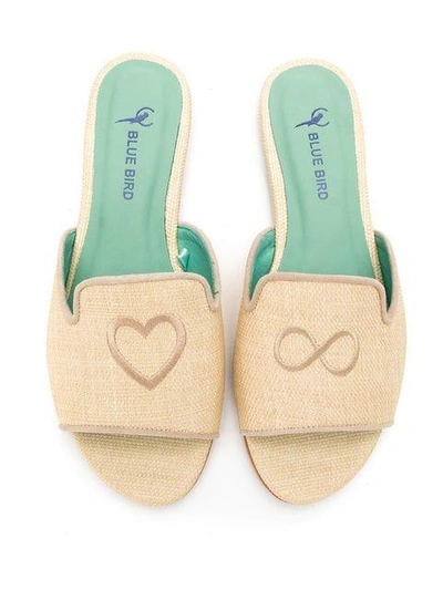 Shop Blue Bird Shoes Amor Infinito Straw Slides In Neutrals