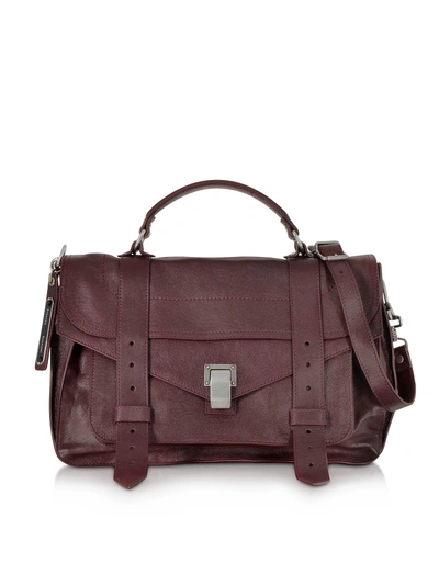 Shop Proenza Schouler Ps1 Medium Cordovan Lux Leather Satchel Bag In Burgundy