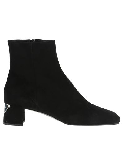 Shop Prada Ankle Boot Triangle Metal In Black