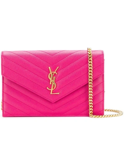 Shop Saint Laurent Monogram Envelope Cross Body Bag In Pink